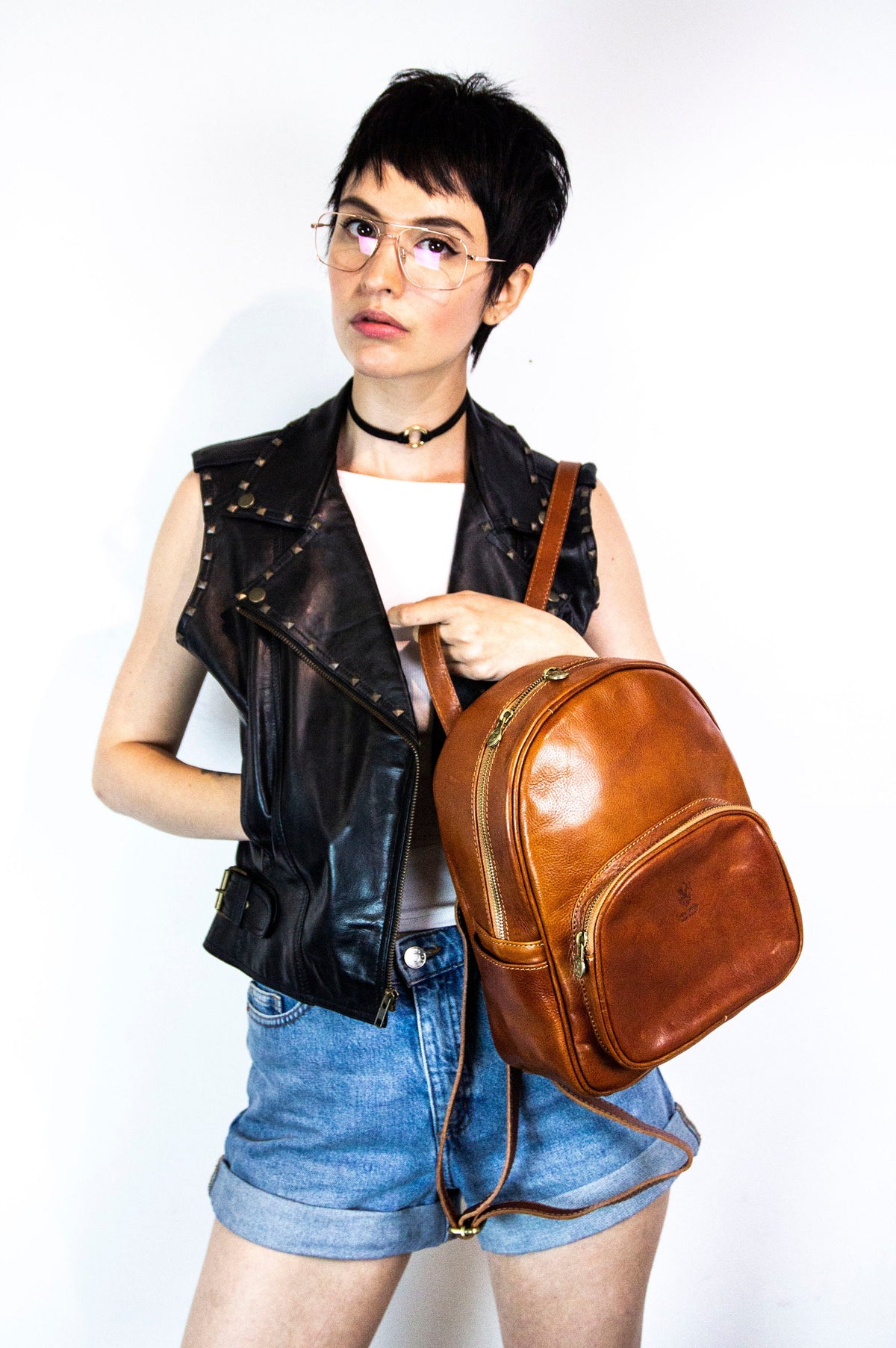 Leather Backpack In Brown Italian Cowhide