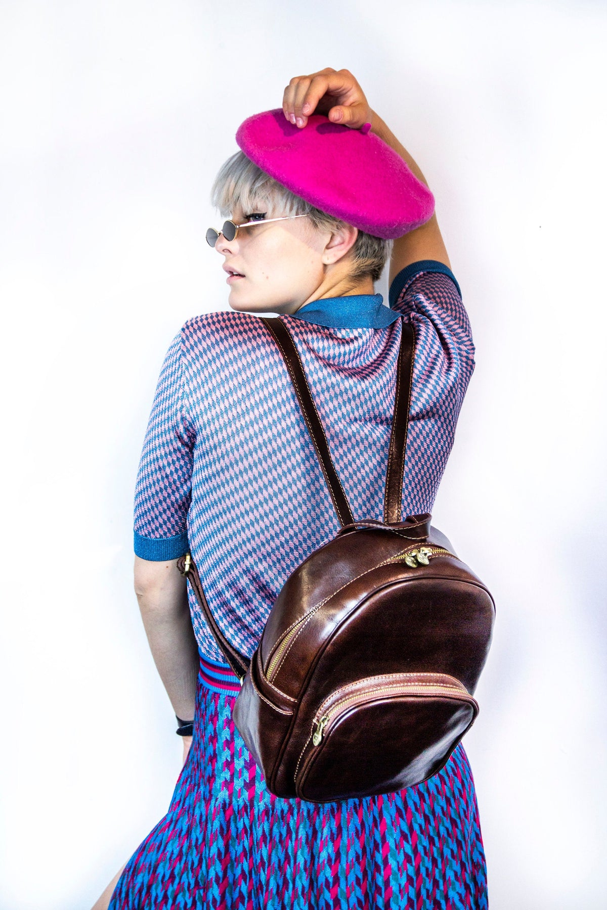 Leather Backpack Dark Brown In Italian Cowhide (Medium)