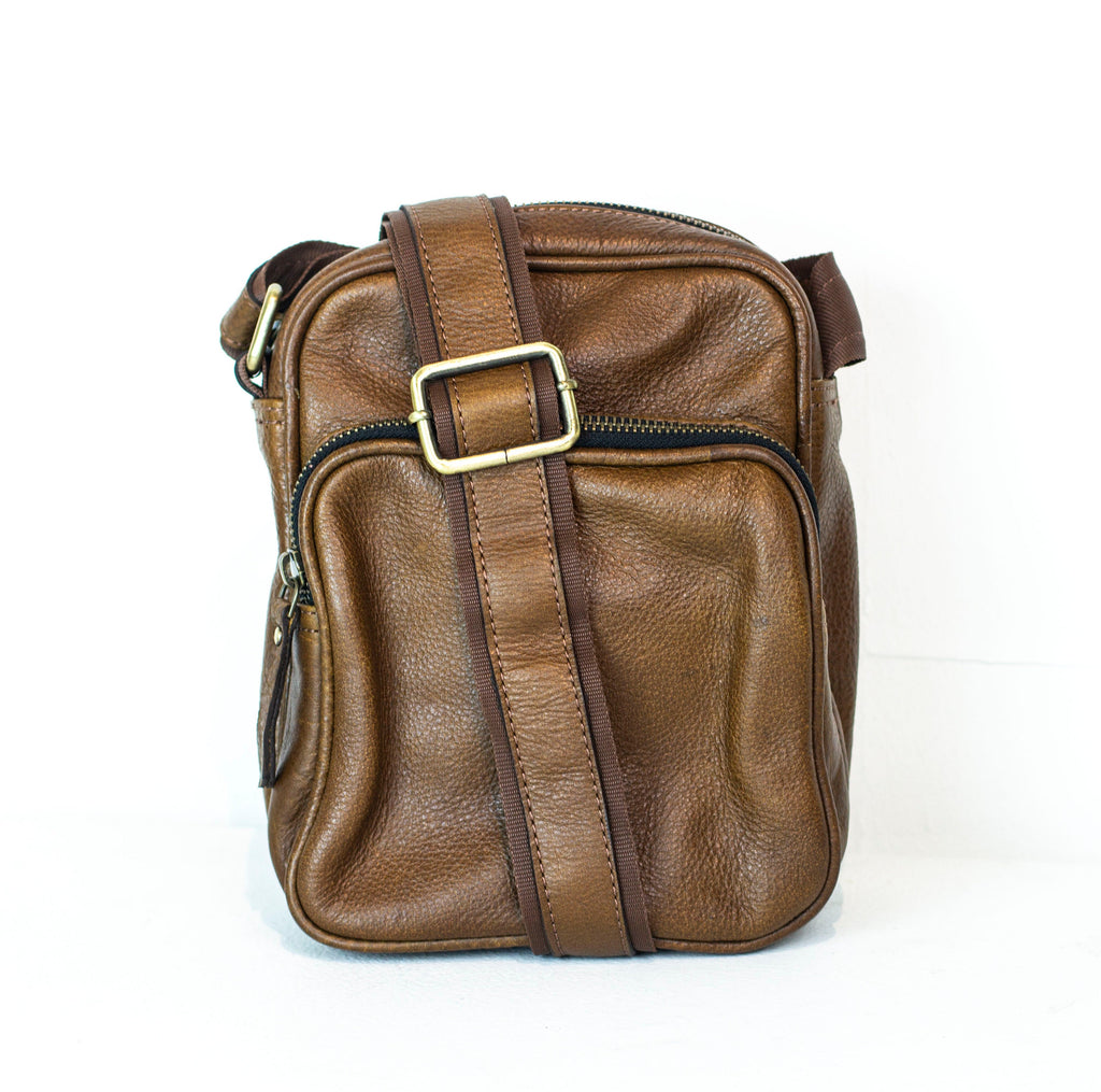 Brown Leather Cross Body Flight Bag