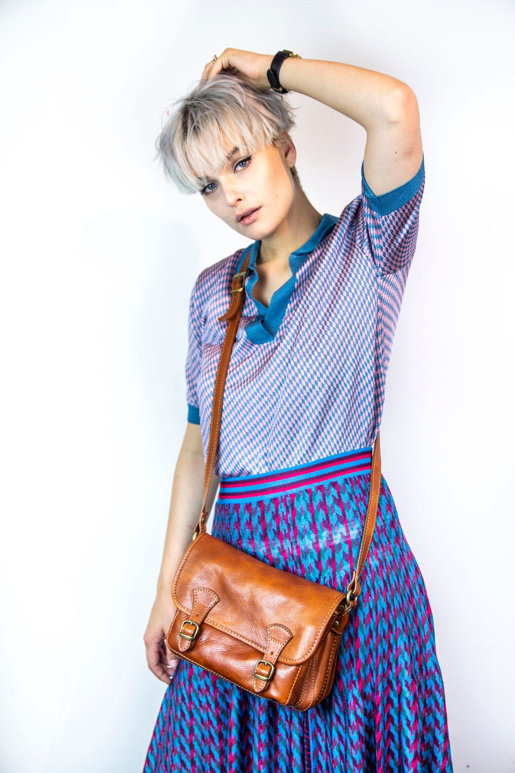 Leather Messenger Bag Satchel In Brown Italian Cowhide