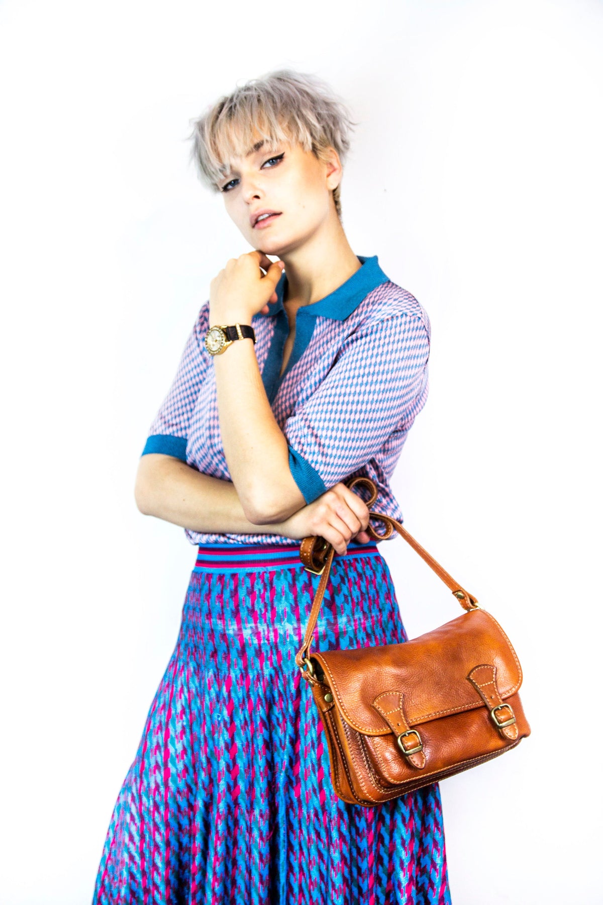 Leather Messenger Bag Satchel In Brown Italian Cowhide