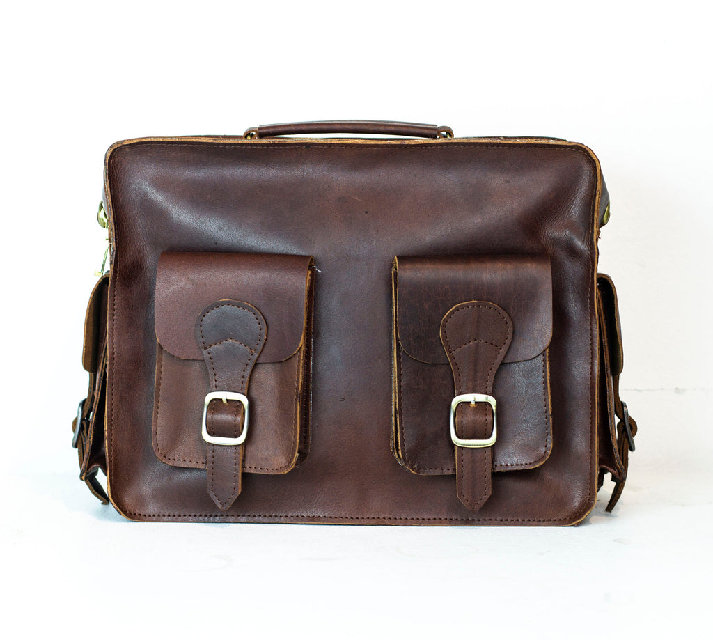 Messenger Bag Camera Satchel in Wine Brown Leather