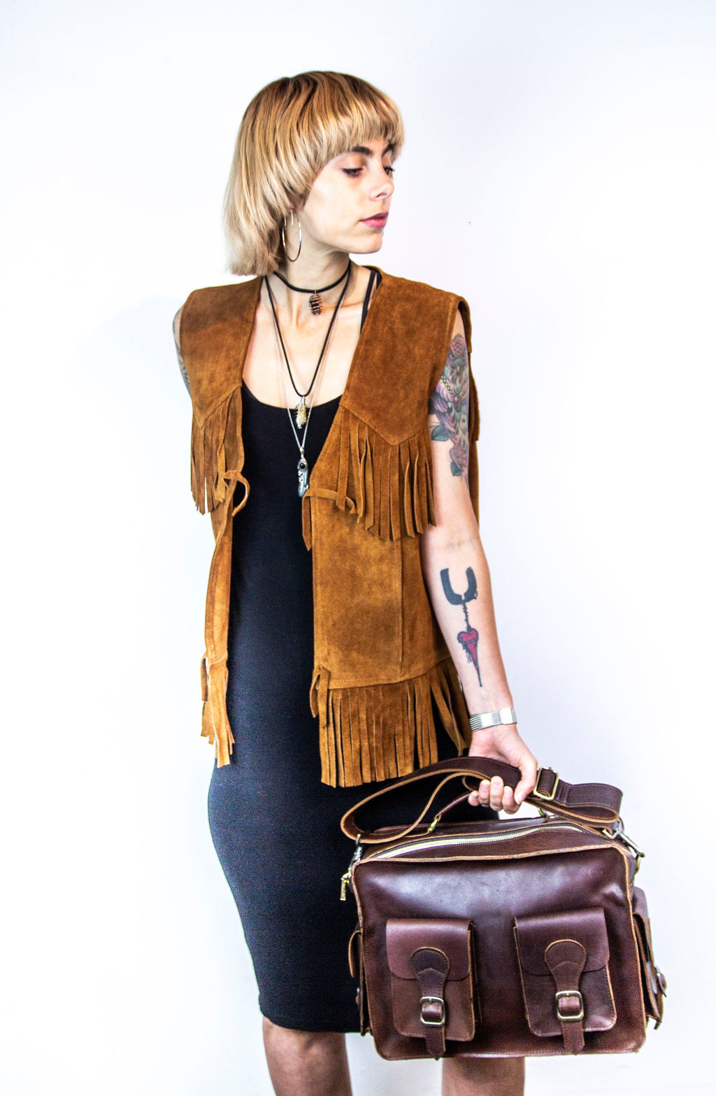 Messenger Bag Camera Satchel in Wine Brown Leather