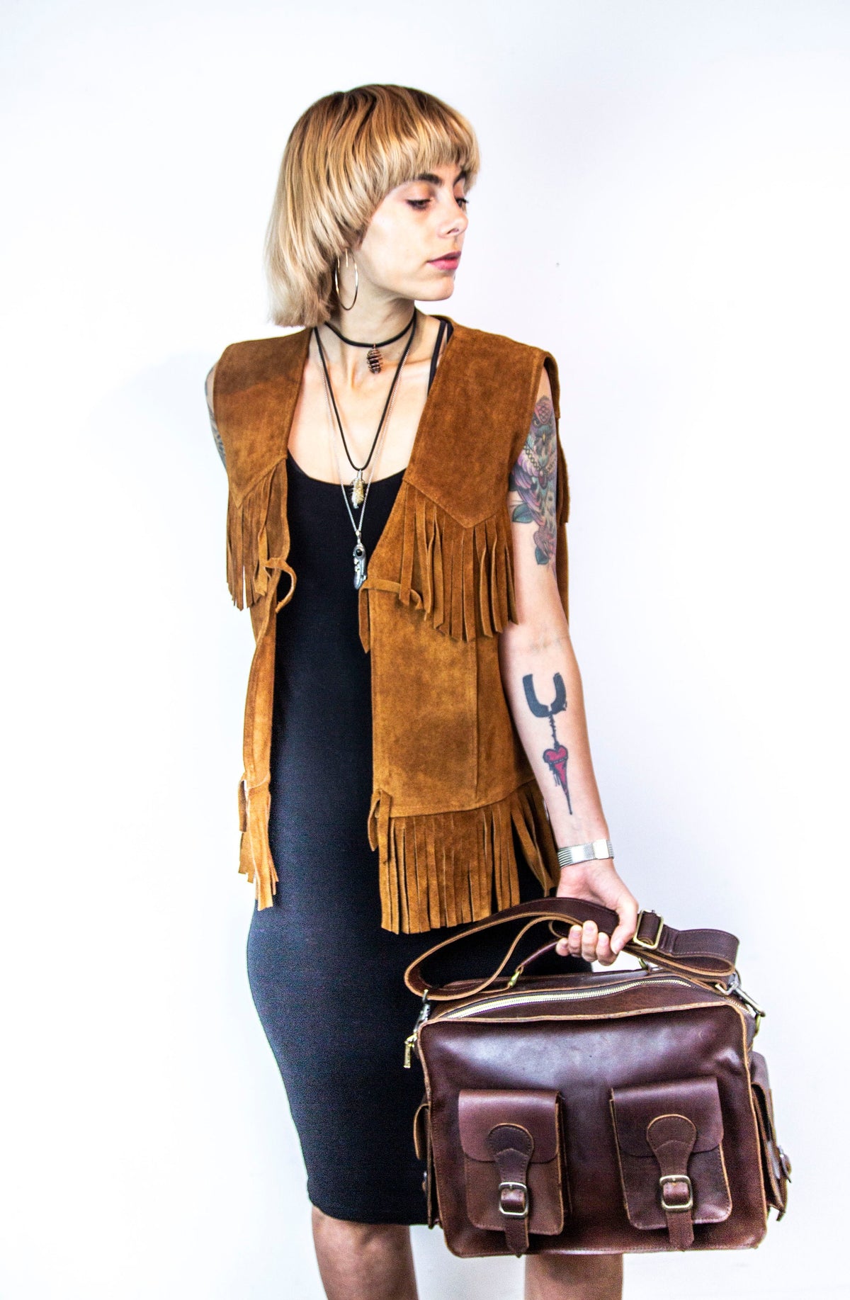 Messenger Bag Camera Satchel in Wine Brown Leather