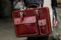 Italian Red Leather Messenger Satchel