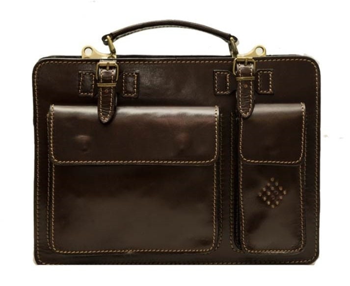 Italian Brown Leather Messenger Satchel
