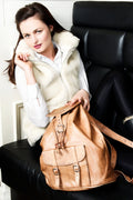 Oil Tan Leather Rucksack Backpack One Front Pocket
