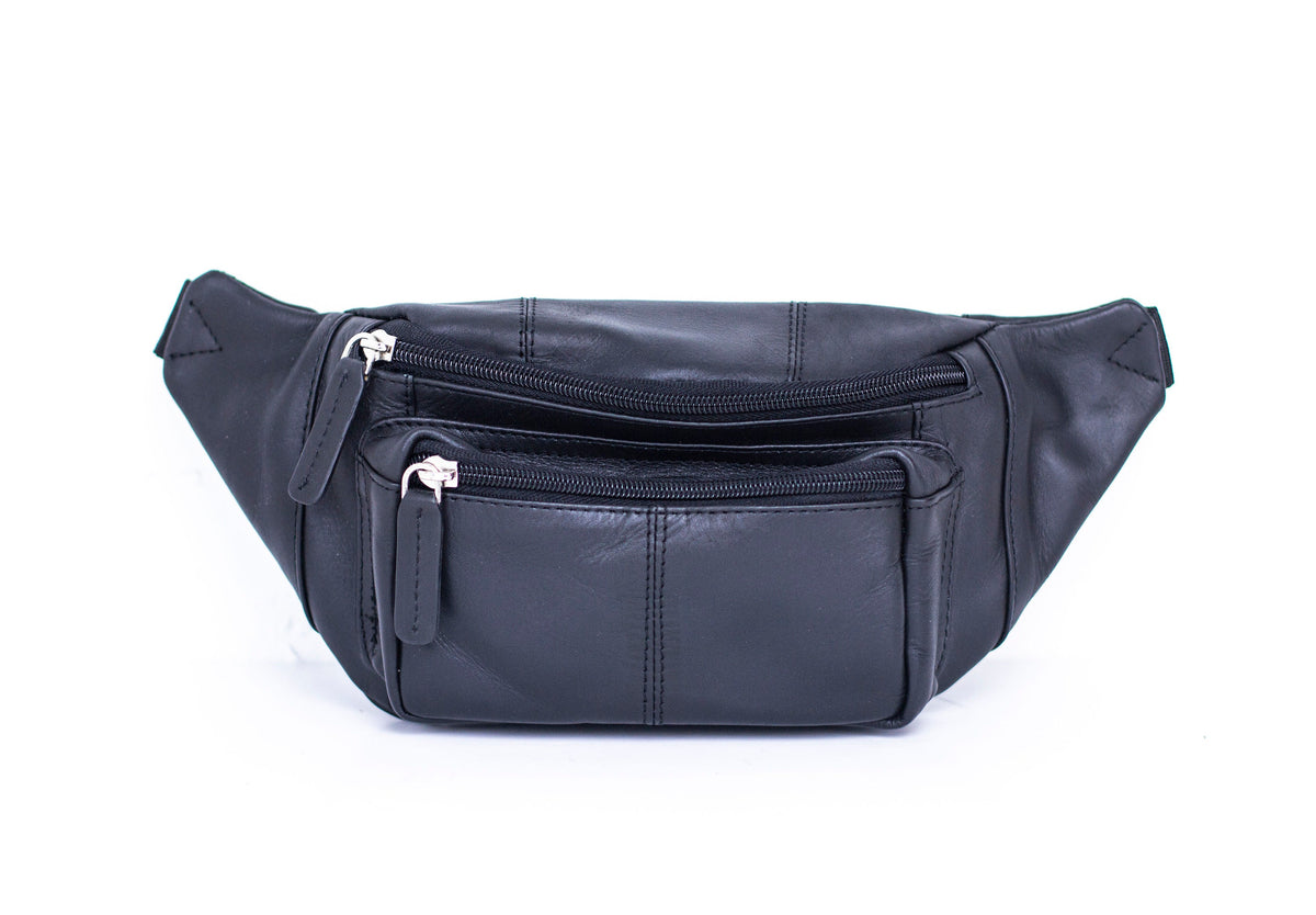 Bumbag Crossbody Belt Bag In Soft Black Hunter Leather