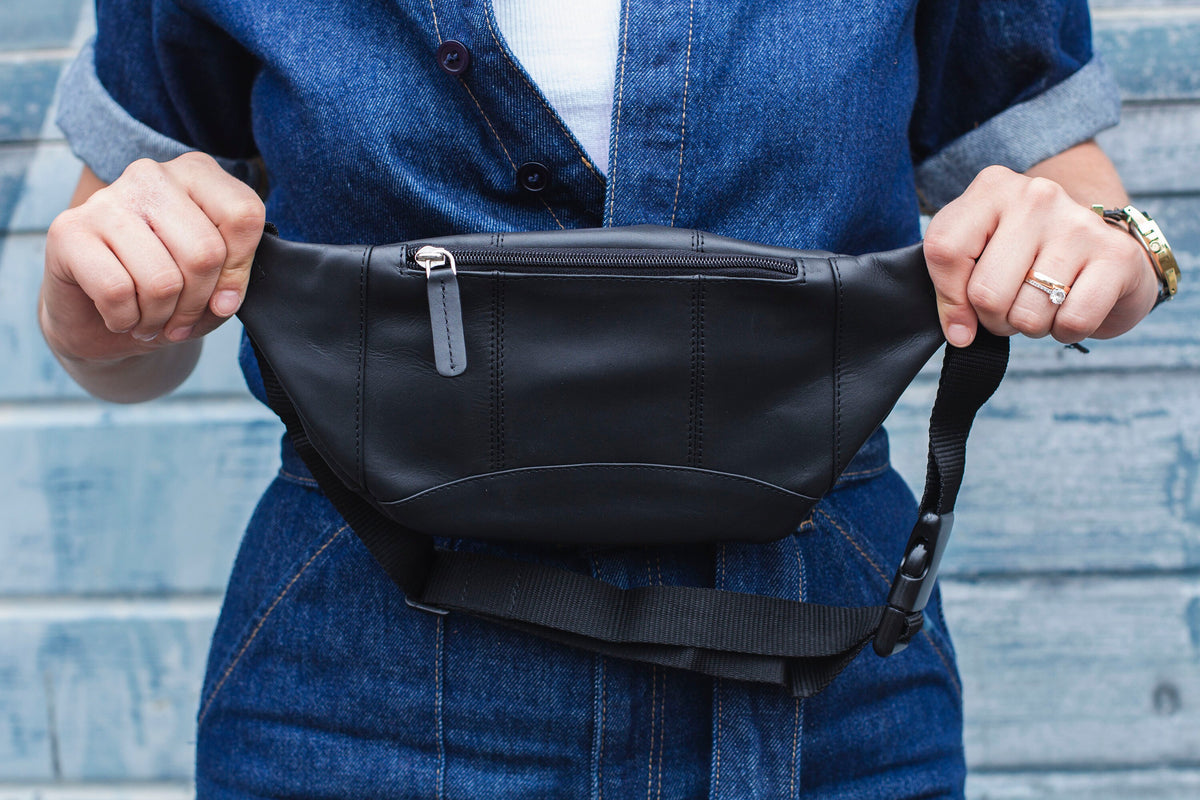 Bumbag Crossbody Belt Bag In Soft Black Hunter Leather