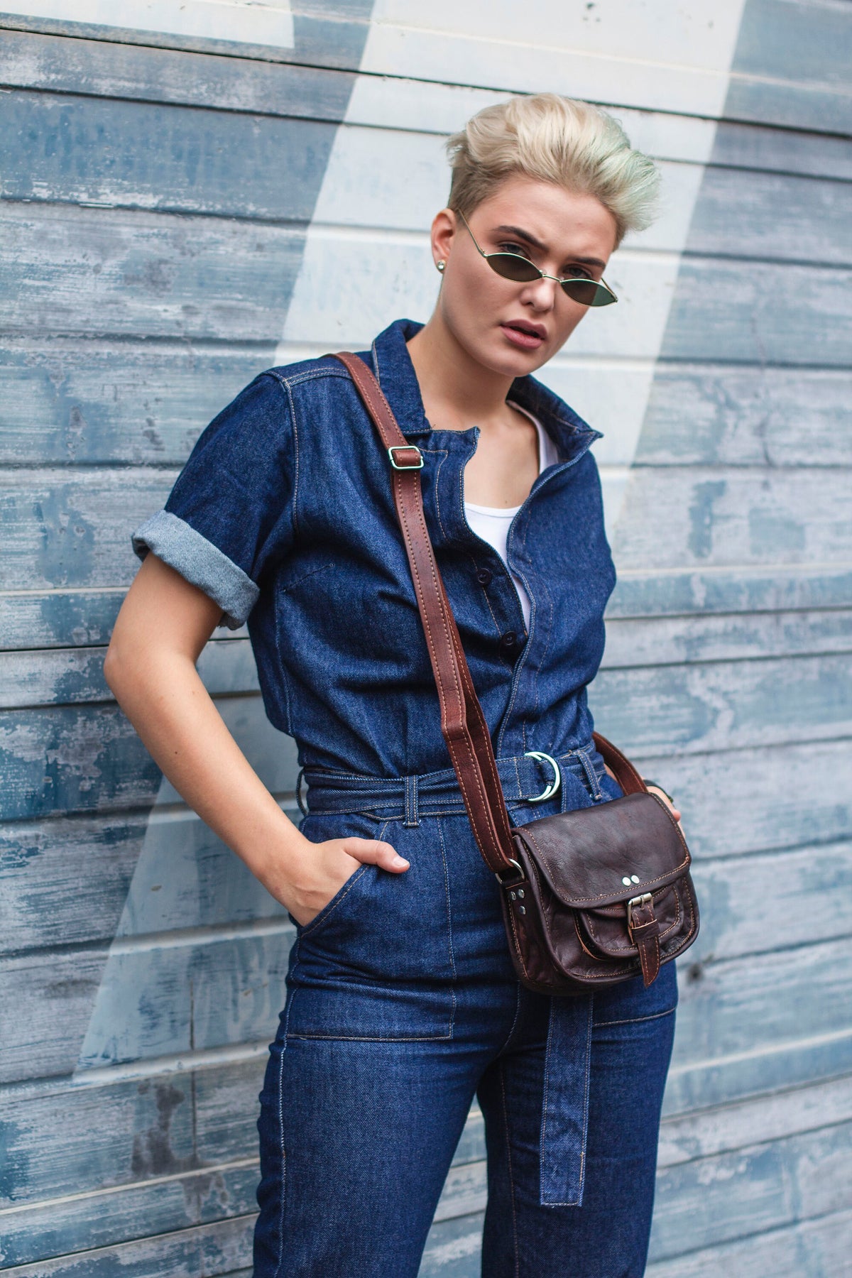 Crossbody Saddle Bag In Coco Brown Moroccan Leather