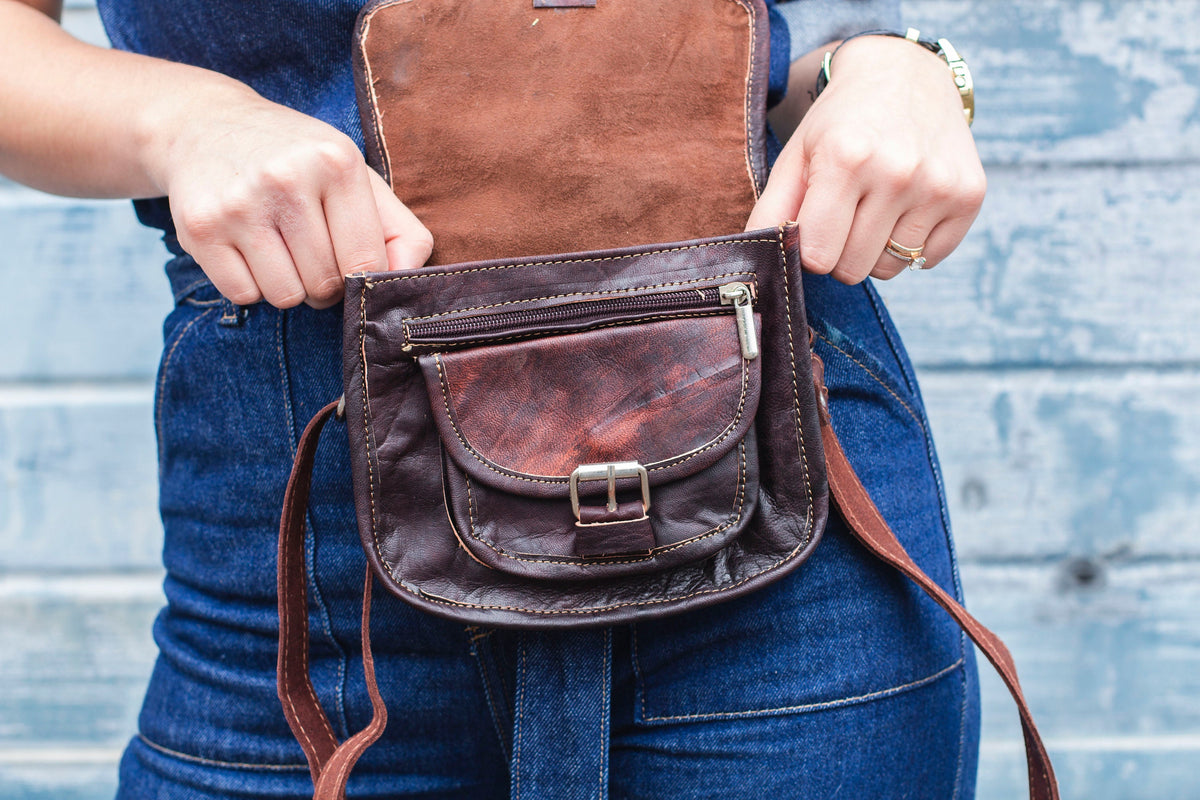 Crossbody Saddle Bag In Coco Brown Moroccan Leather