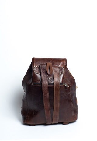 Mixed Kilim Carpet and Moroccan Leather Rucksack