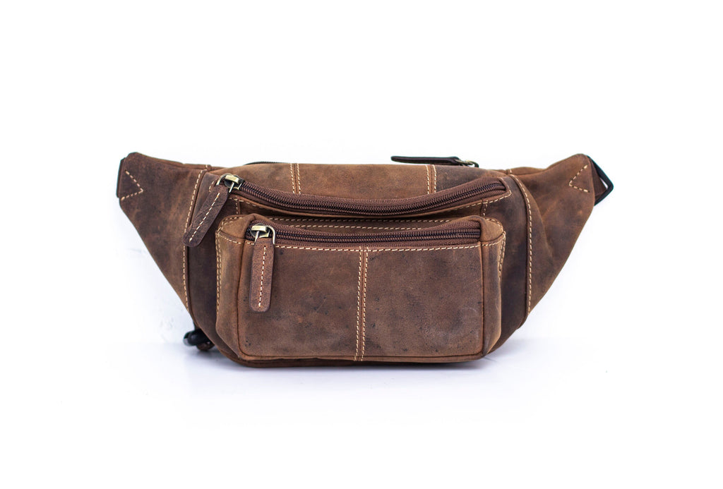 Bumbag Cross body Belt Bag In Stressed Brown Hunter Leather
