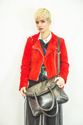 Luxury Black Leather Fold Over Tote Bag With Shoulder Straps