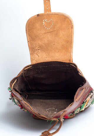 Bohemian Kilim Carpet and Moroccan Leather Rucksack