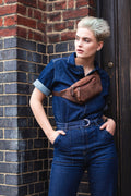 Bumbag Cross body Belt Bag In Stressed Brown Hunter Leather