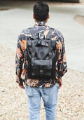 Hunter Leather Messenger Backpack In Matte Black