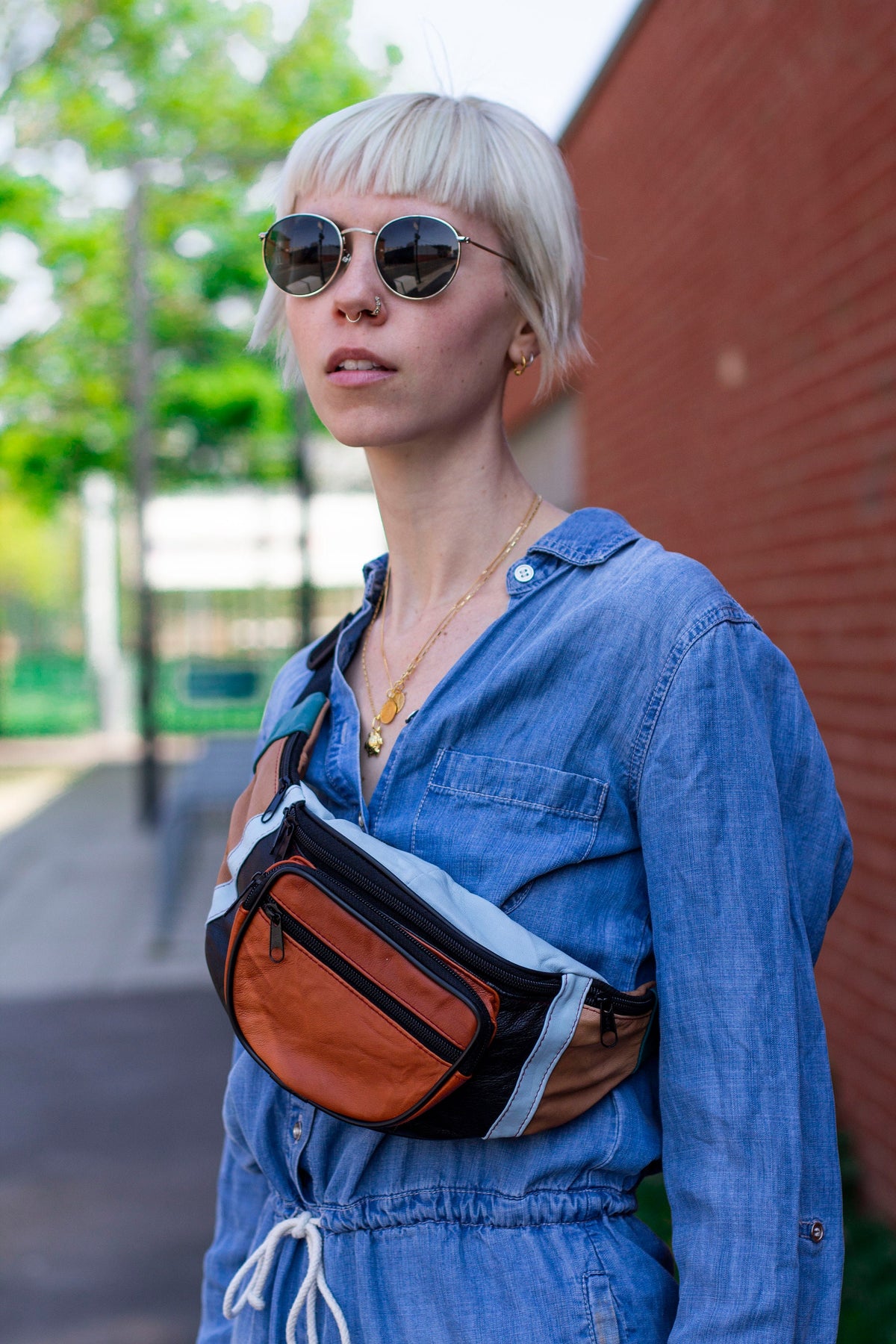 Leather Bumbag Belt Bag In Multi Colour Combination
