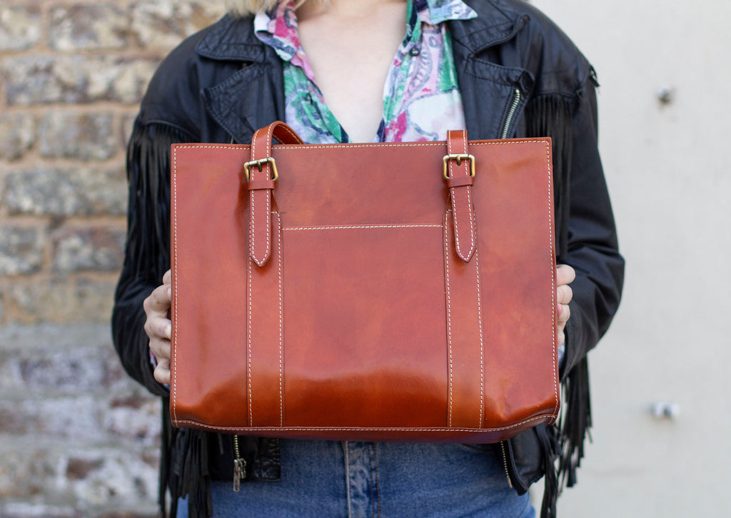 Leather Handbag Shoulder Bag In Matte Tan Brown