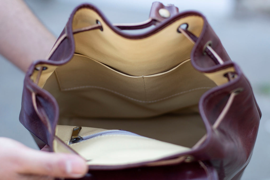 Leather Backpack Rucksack In Matte Coffee Brown