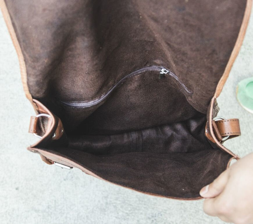 80's Style Moroccan Leather Messenger Bag Satchel