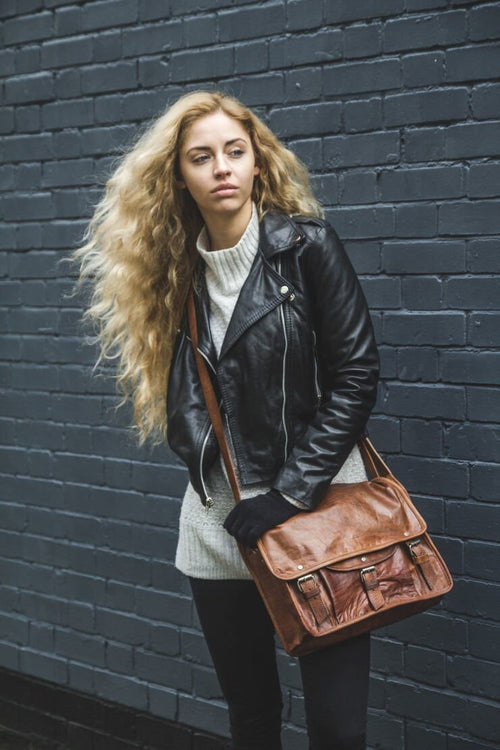 80's Style Moroccan Leather Messenger Bag Satchel
