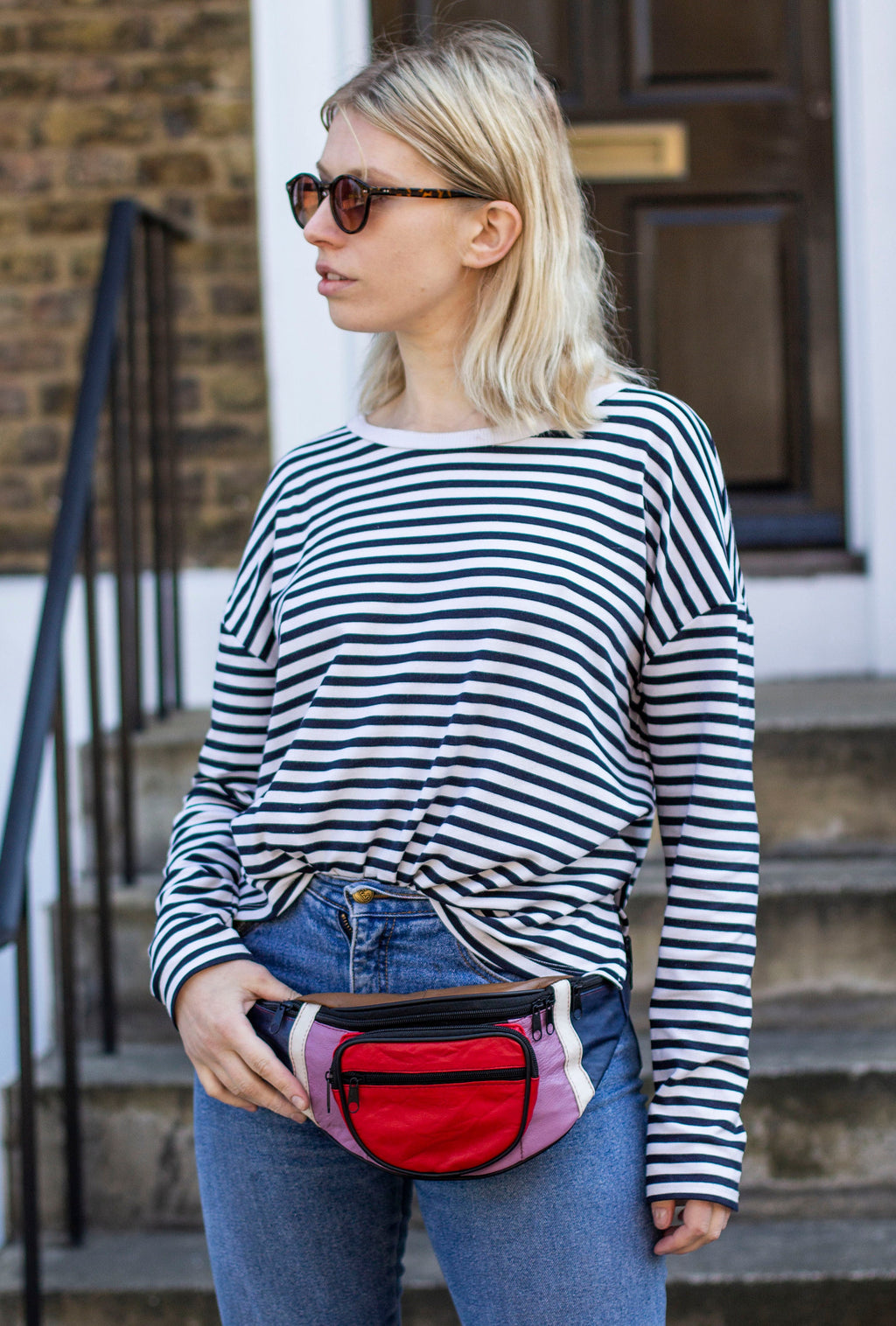 Leather Bumbag Belt Bag In Multi Colour Combo