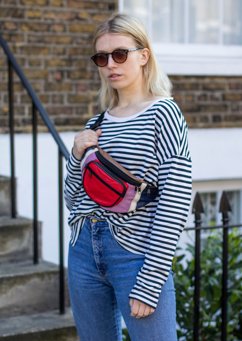 Leather Bumbag Belt Bag In Multi Colour Combo