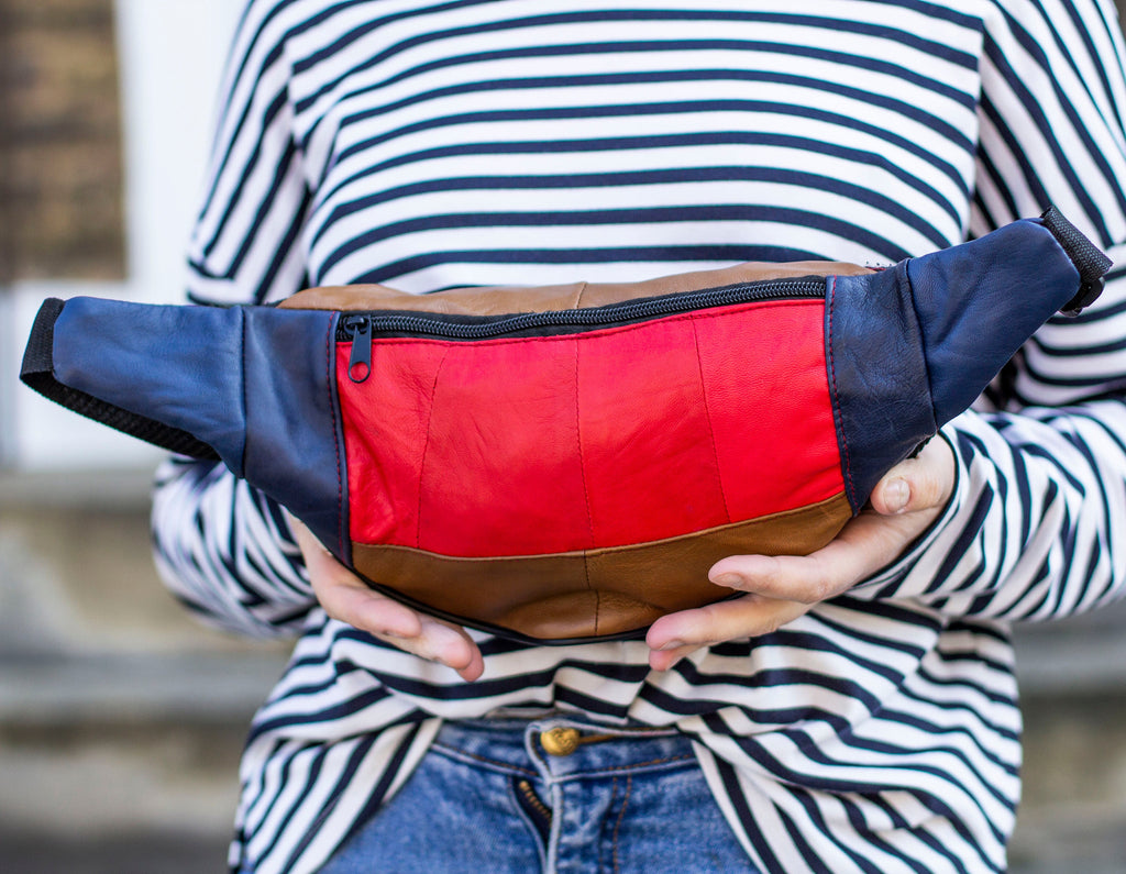 Leather Bumbag Belt Bag In Multi Colour Combo