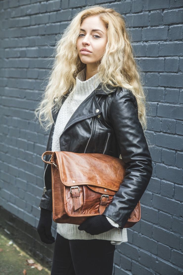 80's Style Moroccan Leather Messenger Bag Satchel