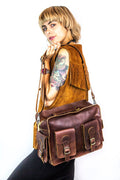 Messenger Bag Camera Satchel in Wine Brown Leather