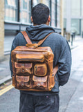 Luxury Leather Work Office Backpack | Stressed Brown