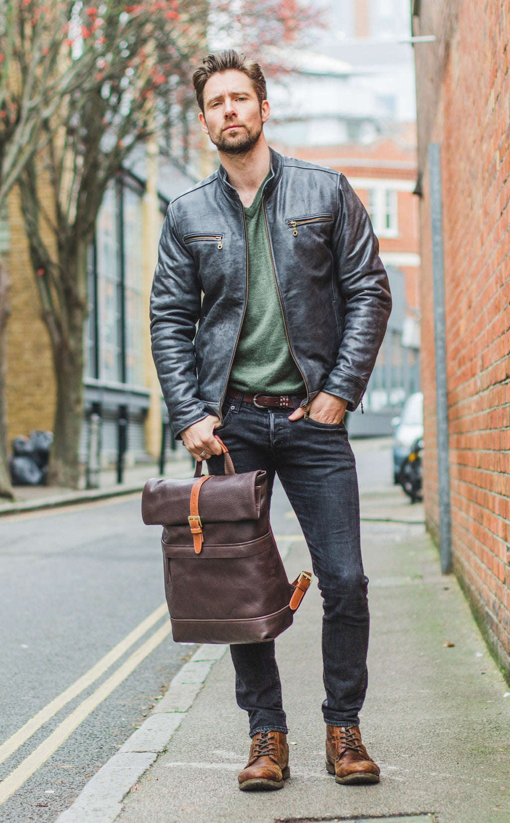 Premium Stone Grained Leather Biker Motorcycle Jacket