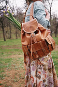 Natural Leather Rucksack Backpack In Tan Brown