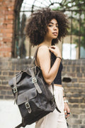 Hunter Leather Messenger Backpack In Coco Brown