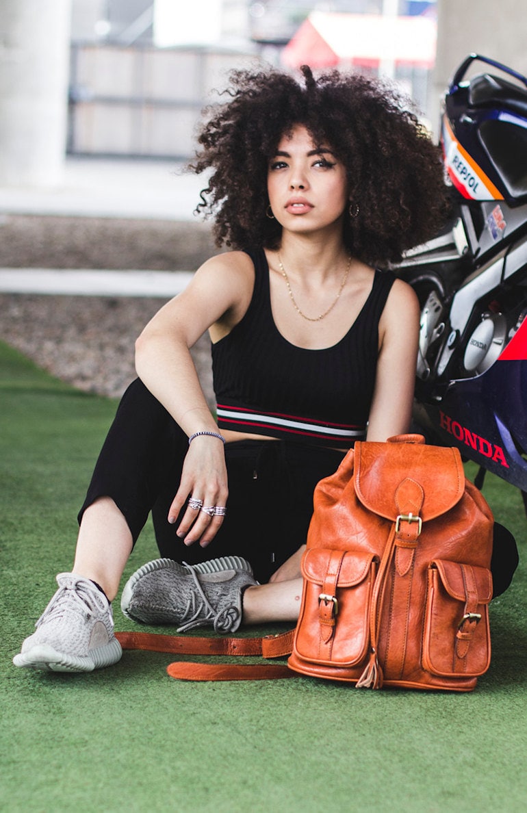 80's Style Safari Rucksack | Genuine Leather Bohemian Backpack | Orange