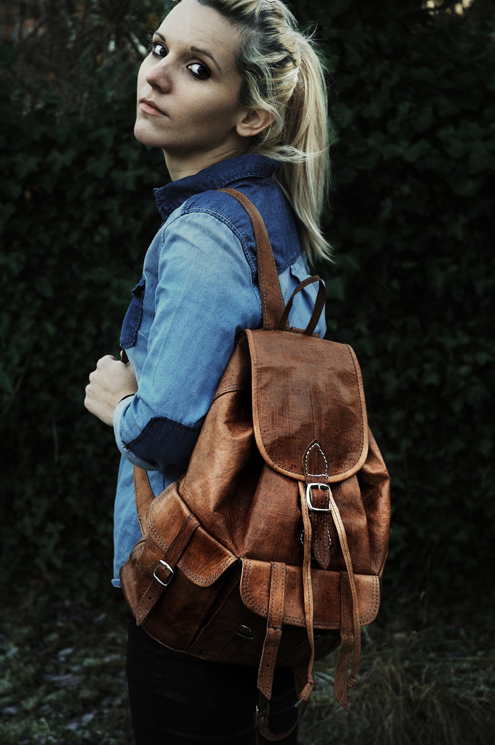 Oil Tanned Hand Polished Leather Rucksack Backpack