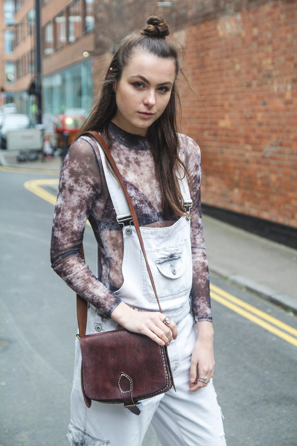 Hand Stitched Brown Leather Satchel bag