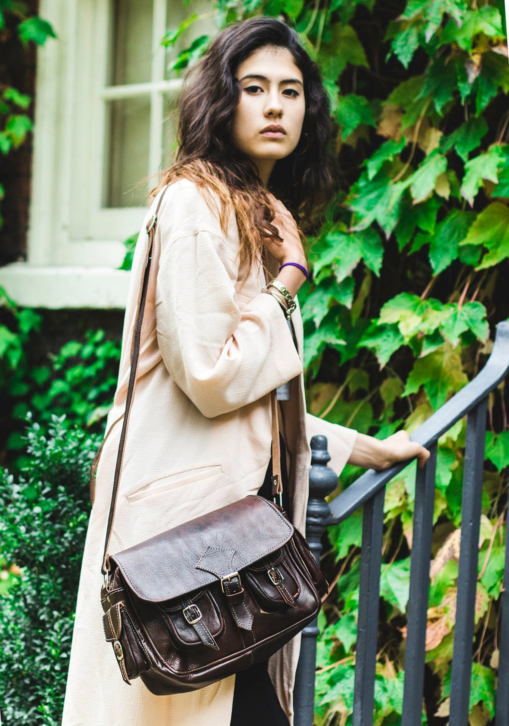 Medium Coco Leather Moroccan Camera Bag Satchel | 80's Style