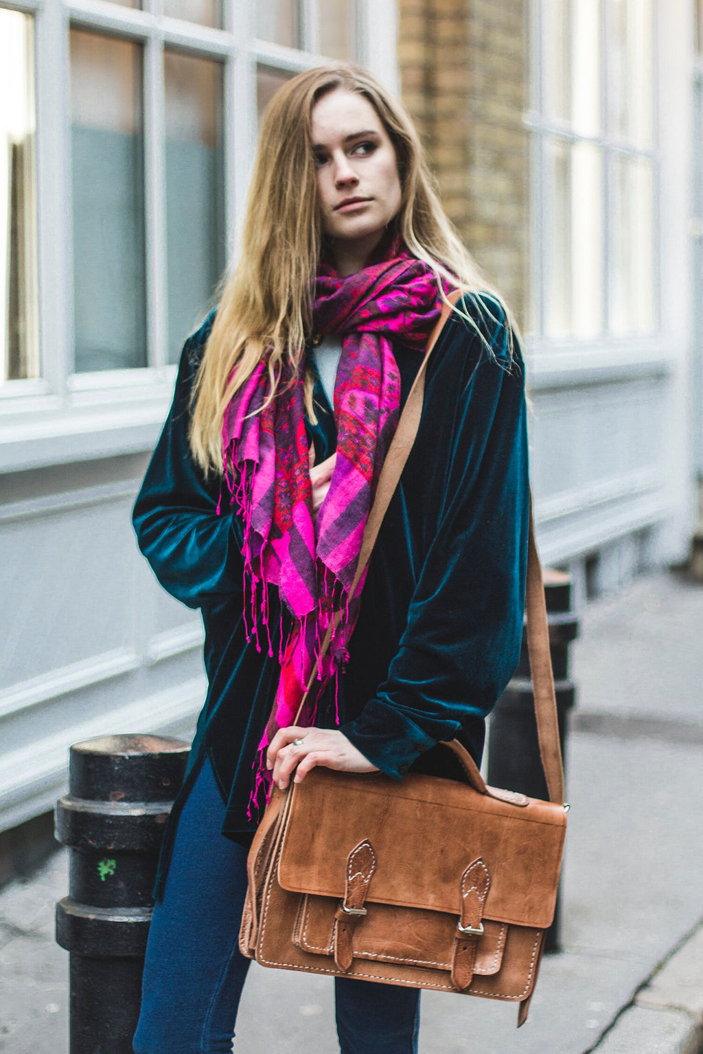 Moroccan Leather Satchel Backpack In Tan Leather