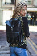 Black Leather Continental Backpack