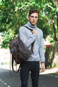 Premium Hunter Leather Rucksack Backpack In Brown