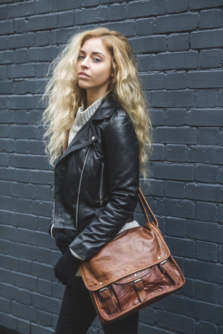80's Style Moroccan Leather Messenger Bag Satchel