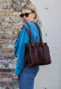 Leather Handbag Shoulder Bag In Matte Brown