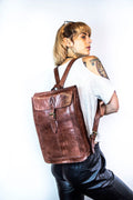 Leather Backpack In Distressed Brown