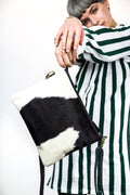 Cowhide Clutch Bag With Shoulder Strap