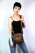 Brown Leather Cross Body Flight Bag