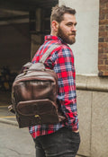 Gloss Brown Leather Office Backpack | Work Rucksack
