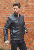 Premium Stone Grained Leather Biker Motorcycle Jacket
