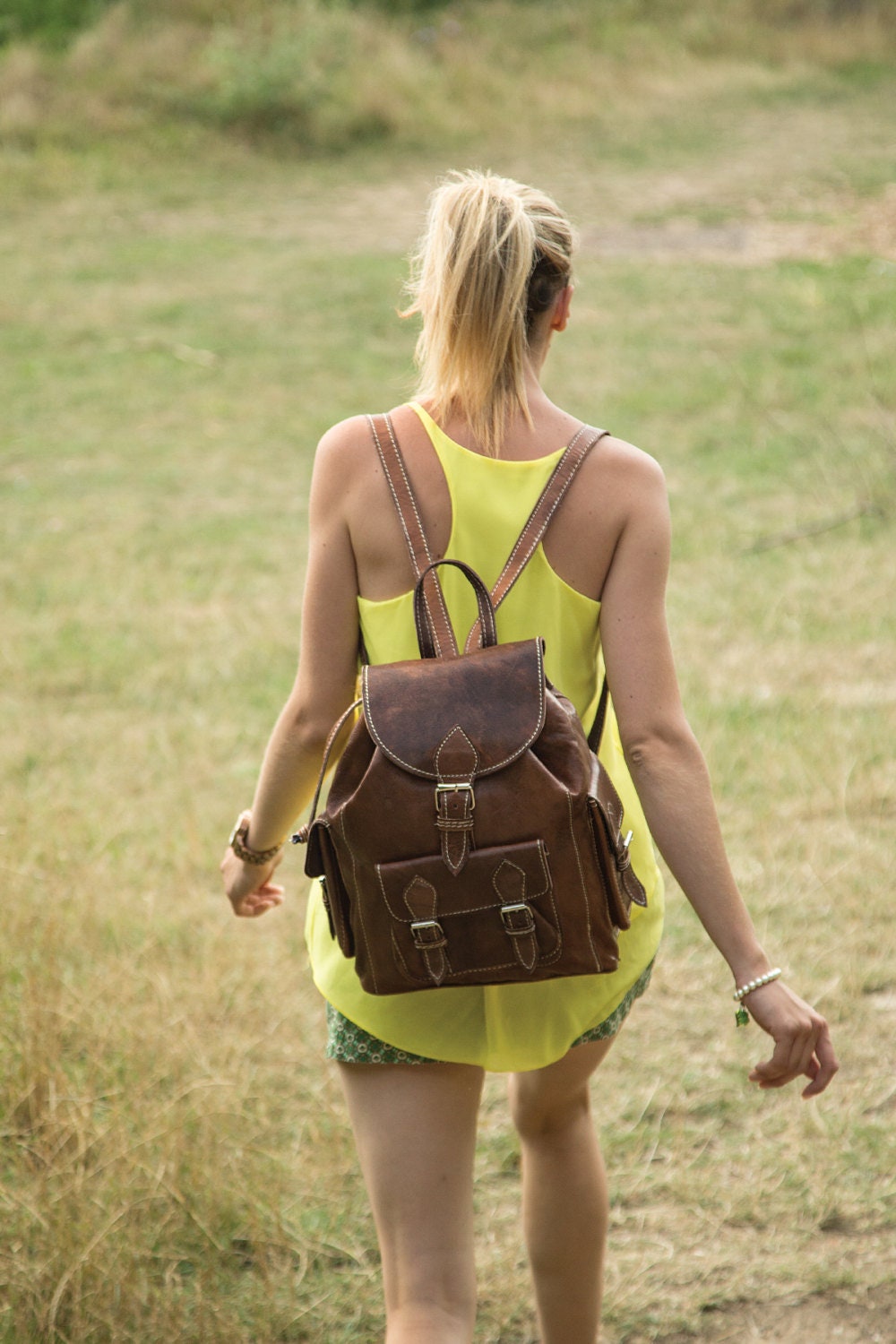 Brown Leather Rucksack Backpack